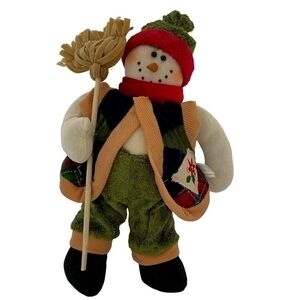 Vintage 15” Tall Plush Snowman Statue Monument Christmas Holiday Decor